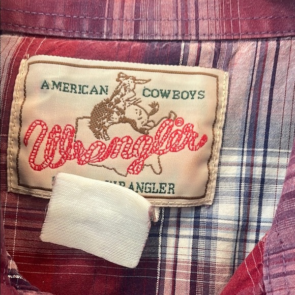 Red and Blue Plaid Button-Up Shirt vintage wranglers men’s small - Picture 2 of 2